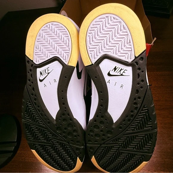 Nike Men's air flight light mids White Sneakers with Black and Yellow Highlights - Picture 4 of 6